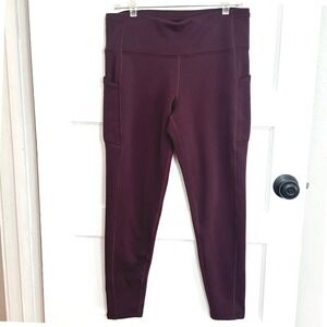 Athleta Altitude Stash Tight Polartec Power Stretch Fleece Leggings Burgundy L
